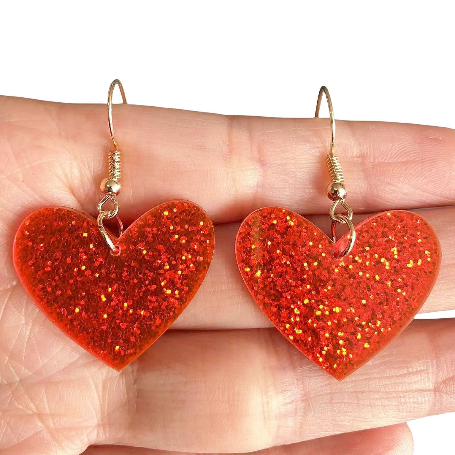 Wholesale Acrylic Valentine's Day Series Pink Red Sequins Love Simple Cute Sweet Peach Heart Pendant Earrings